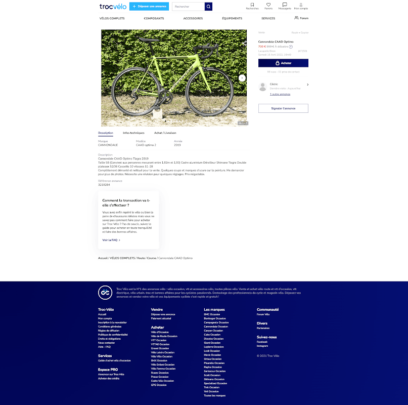 je vends mon velo sur biked 3